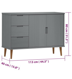 Buffet MOLDE Gris 113x40x80 cm Bois massif de pin