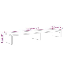 Support de moniteur Sonoma gris 110x23,5x9 cm Bois d'ingénierie