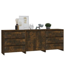 Buffets 3 pcs Chêne fumé Bois d'ingénierie