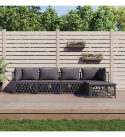 Salon de jardin avec coussins 5 pcs anthracite acier