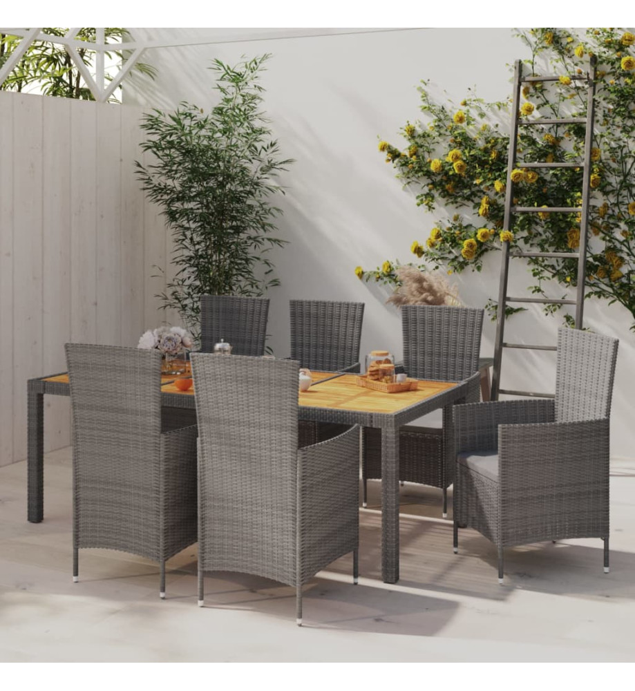 Salon de jardin 7 pcs avec coussins Résine tressée Gris Salon de jardin 7 pcs avec coussins Résine tressée Gris