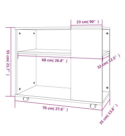 Table d'appoint Chêne marron 70x35x55 cm Bois d'ingénierie