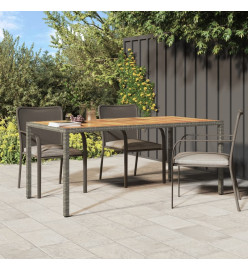 Table de jardin 190x90x75 cm Résine tressée/bois d'acacia Gris