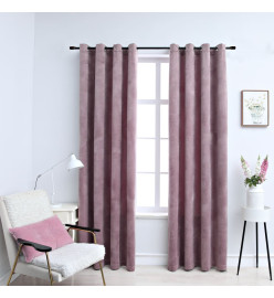 Rideaux occultants avec anneaux 2 pcs Velours Rose 140x245 cm