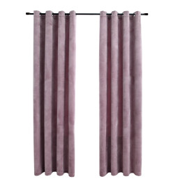 Rideaux occultants avec anneaux 2 pcs Velours Rose 140x245 cm