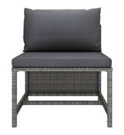 Salon de jardin 3 pcs avec coussins Gris Résine tressée