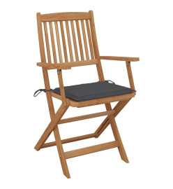 Chaises pliables de jardin 8 pcs avec coussins Bois d'acacia