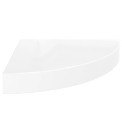 Étagères d'angle flottantes 2pcs blanc brillant 25x25x3,8cm MDF