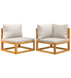 Ensemble de canapés de jardin coussins 2 pcs bois massif acacia