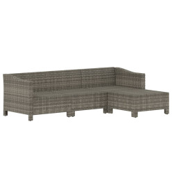 Salon de jardin 4 pcs avec coussins Gris Résine tressée