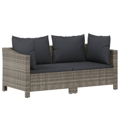 Salon de jardin 7 pcs avec coussins Gris Résine tressée