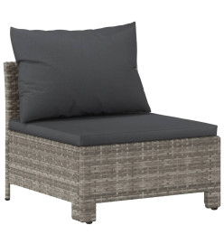 Salon de jardin 7 pcs avec coussins Gris Résine tressée