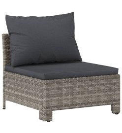 Salon de jardin 3 pcs avec coussins Gris Résine tressée