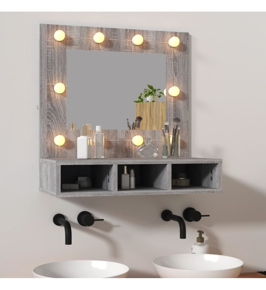 Armoire à miroir avec LED Sonoma gris 60x31,5x62 cm