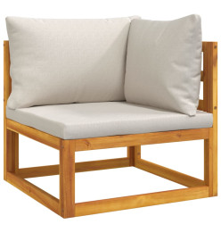 Salon de jardin 7 pcs avec coussins gris clair bois massif