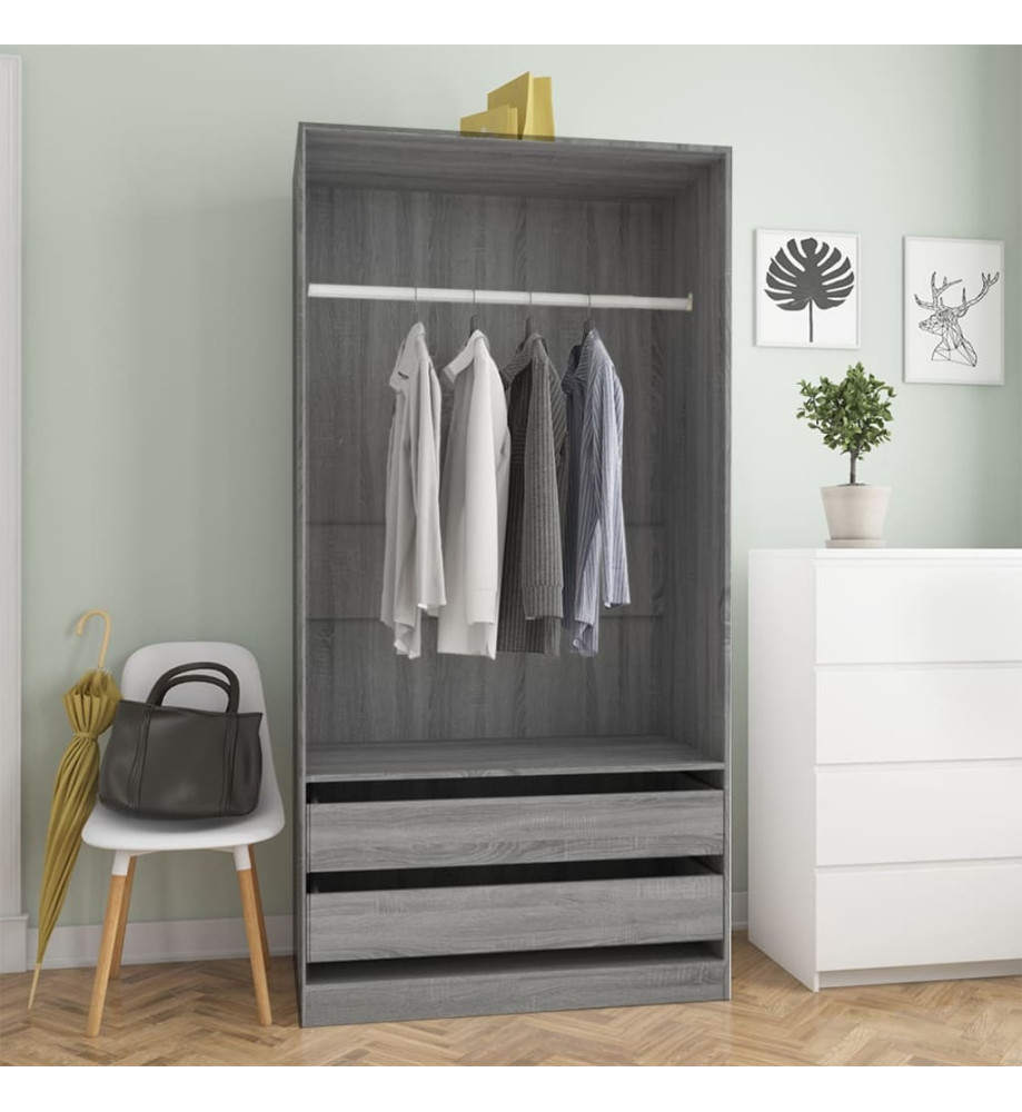 Garde-robe Sonoma gris 100x50x200 cm Bois d'ingénierie