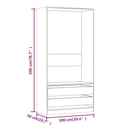 Garde-robe Sonoma gris 100x50x200 cm Bois d'ingénierie