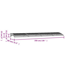 Auvent de porte Noir et transparent 350x80 cm Polycarbonate