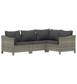 Salon de jardin 8 pcs avec coussins Gris Résine tressée