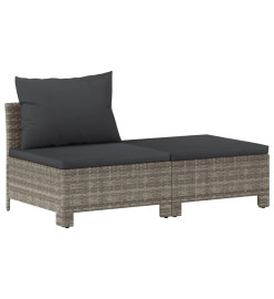 Salon de jardin 8 pcs avec coussins Gris Résine tressée