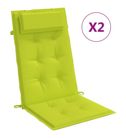 Coussins de chaise à dossier haut lot de 2 vert vif