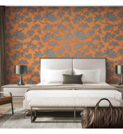 DUTCH WALLCOVERINGS Papier peint Motif avec pins Bleu et orange