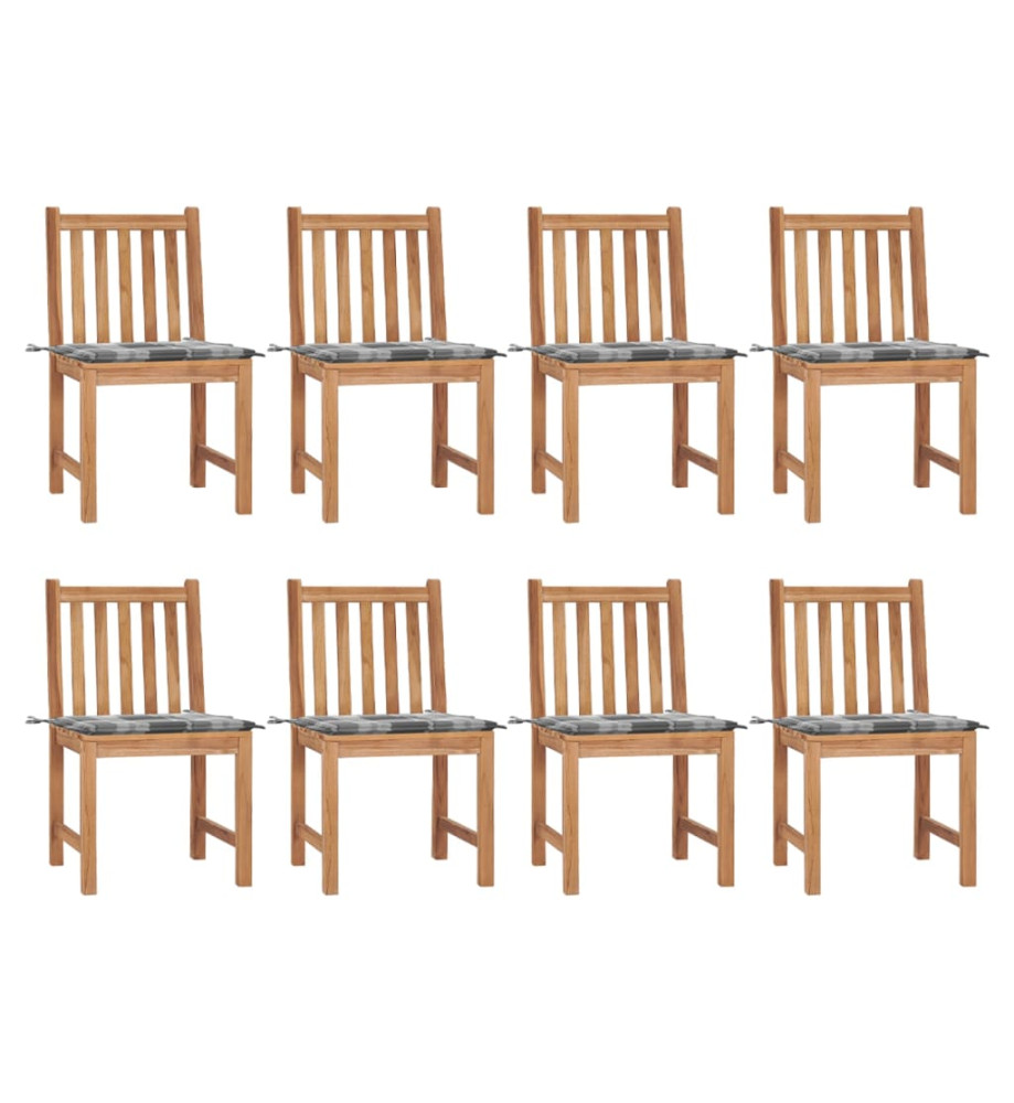 Chaises de jardin 8 pcs avec coussins Bois de teck massif Chaises de jardin 8 pcs avec coussins Bois de teck massif