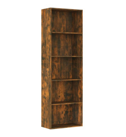 Bibliothèque 5 niveaux Chêne fumé 60x30x189cm Bois d'ingénierie