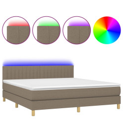 Sommier tapissier avec matelas et LED Taupe 180x200 cm Tissu