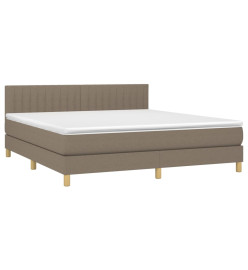 Sommier tapissier avec matelas et LED Taupe 180x200 cm Tissu