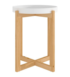 Table basse Blanc 41x41x48,5 cm Bois d'ingénierie et pin massif