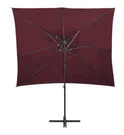 Parasol déporté à double toit Rouge bordeaux 250x250 cm