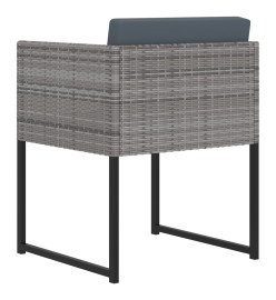 Salon de jardin 9 pcs avec coussins Résine tressée Gris