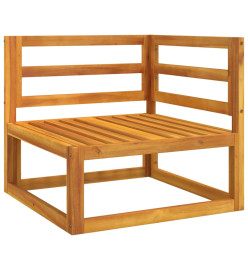 Canapé d'angle sectionnel avec coussins gris clair bois acacia
