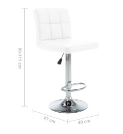 Tabourets de bar lot de 2 blanc similicuir