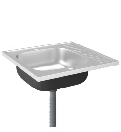 Jeu d'évier de cuisine et égouttoir argenté 600x600x155 mm inox