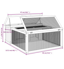 Clapier gris 117,5x97x47,5 cm bois de pin massif