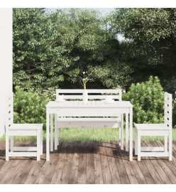 Ensemble à dîner de jardin 4 pcs blanc bois massif de pin