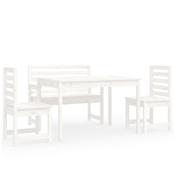 Ensemble à dîner de jardin 4 pcs blanc bois massif de pin