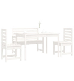 Ensemble à dîner de jardin 4 pcs blanc bois massif de pin