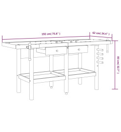 Établi avec tiroirs et étaux 192x62x83 cm Bois massif d'acacia