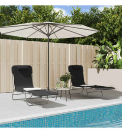 Chaises longues pliables 2 pcs noir textilène et acier