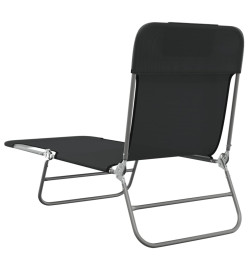 Chaises longues pliables 2 pcs noir textilène et acier