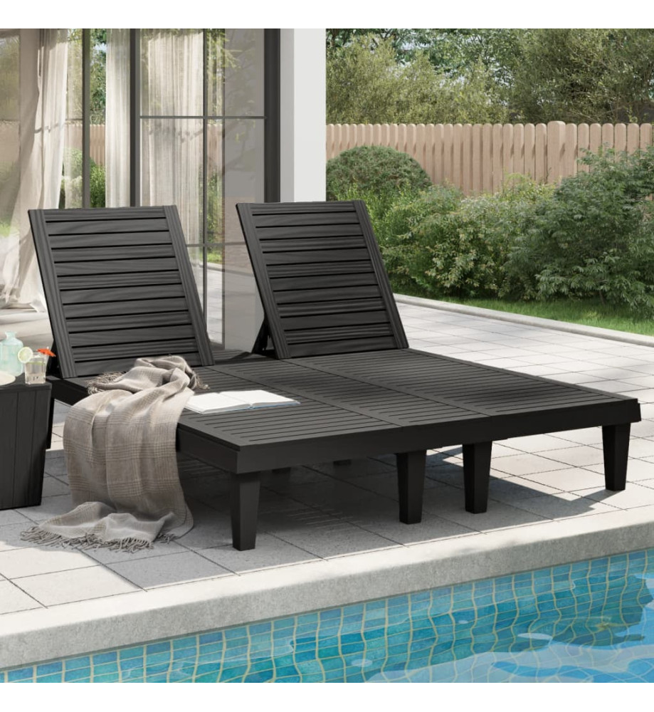 Chaise longue double noir 155x138x83 cm polypropylène Chaise longue double noir 155x138x83 cm polypropylène