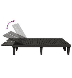 Chaise longue double noir 155x138x83 cm polypropylène