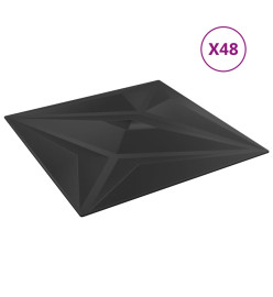 Panneaux muraux 48 pcs noir 50x50 cm EPS 12 m² étoile