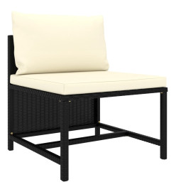 Salon de jardin 7 pcs avec coussins Résine tressée Noir