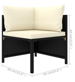 Salon de jardin 7 pcs avec coussins Résine tressée Noir