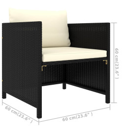 Salon de jardin 7 pcs avec coussins Résine tressée Noir