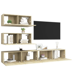 Ensemble de meuble TV 4 pcs Chêne sonoma Aggloméré